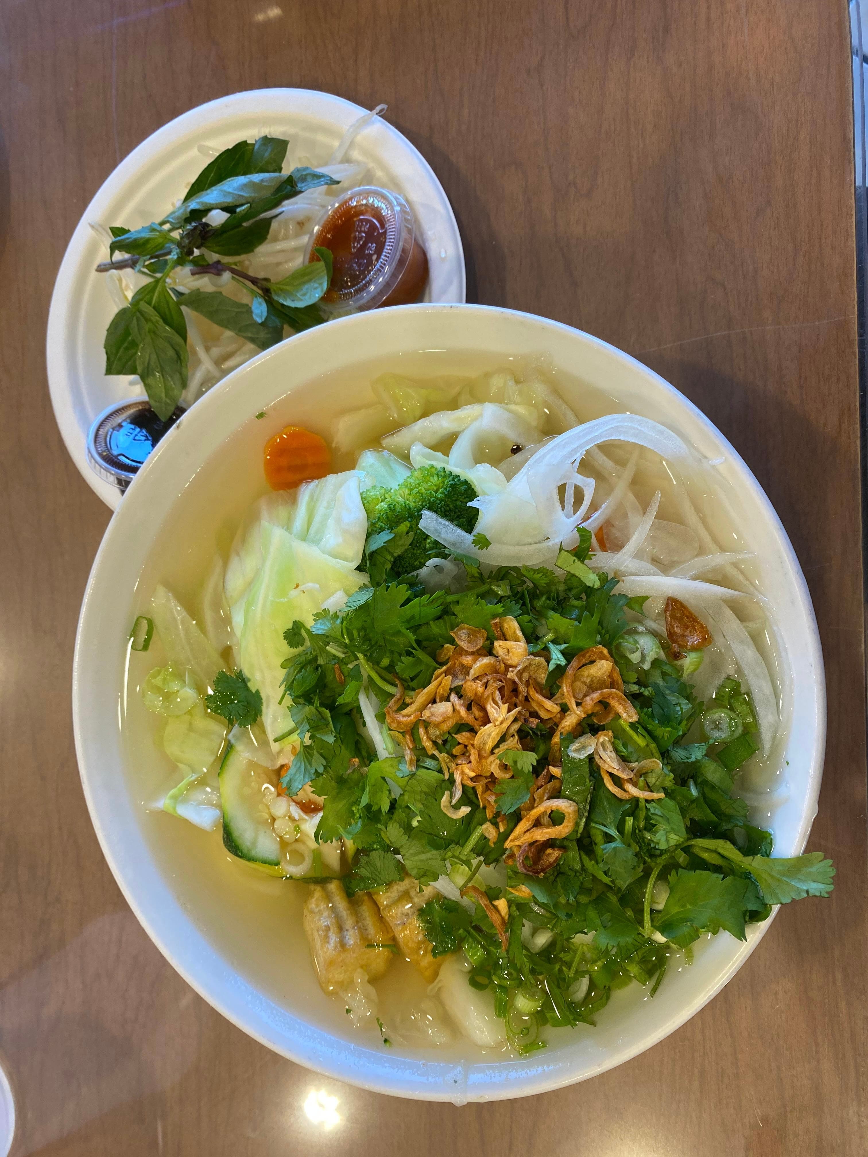 Raw tofu and veggie pho photo from Lotus Lantern Pho House, portrait